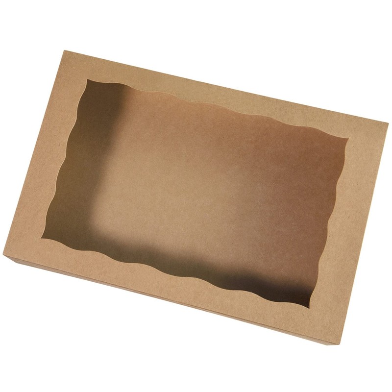 8 PCS 16x11x2.75 Inch Brown Pastry Bakery Box PVC Window Large Cookie Donut gallery