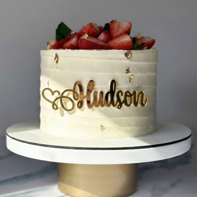 Birthday Celebration Cake Name Charm Acrylic 3mm Thick and Classy