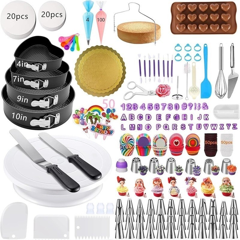 Baking Tools Set Cake Decorating Kit Springform Pans Egg Beater Spatula New