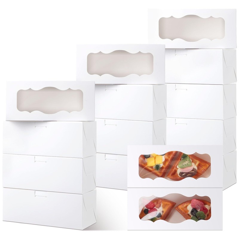 60 Pack White Bakery Boxes with Window Large Cookie Box Treat Boxes Strawberr…