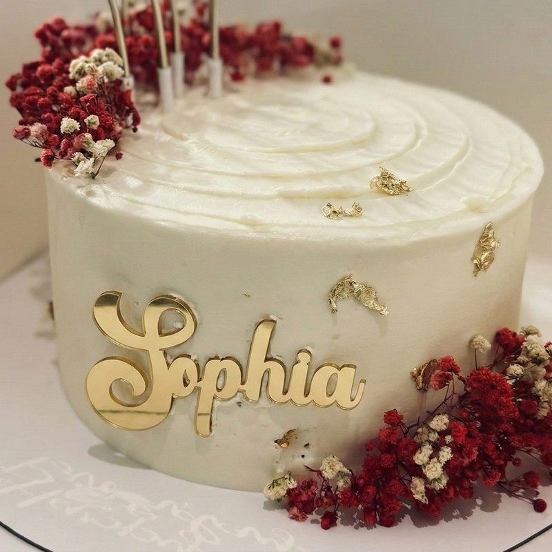 Personalised Name Word Cake Charm Acrylic Custom Birthday Topper 3-6″