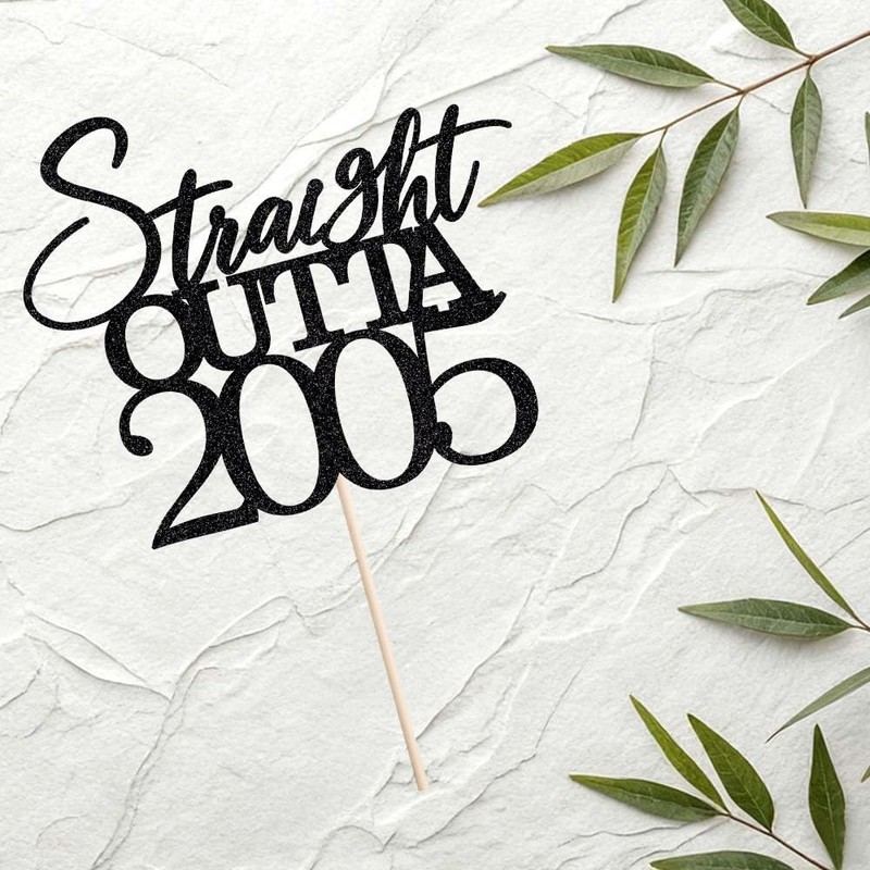 Straight Outta 2005 Cake Topper - Black Glitter Happy 21st Birthday Party Cake gallery