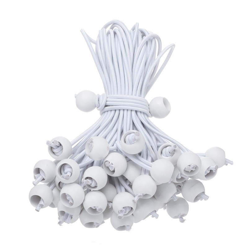 50Pcs Ball Bungee Cords 8″ Heavy Duty Bungee Cord Balls for Tent Holding White