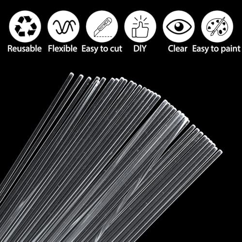 100 Pcs 12 Inch Clear Acrylic Rod 2 mm Clear-Acrylic Dowel Rods Cake Topper gallery