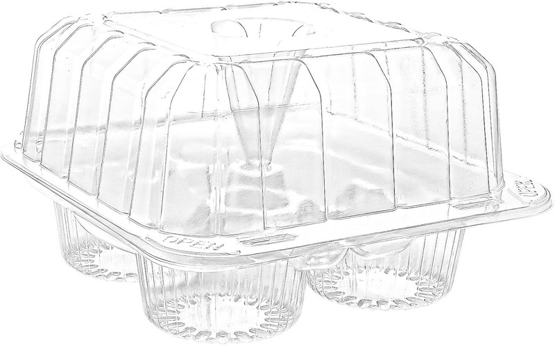 50 Pack Clear Cupcake Box, 4 Cavity Plastic Cupcake Holder with Deep Dome Dispos gallery