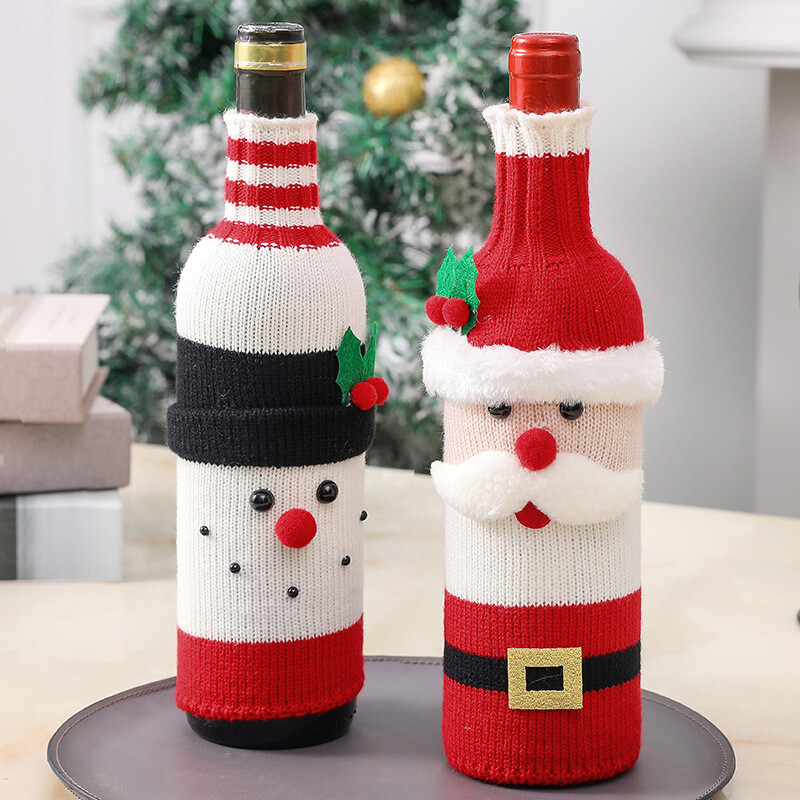 Christmas Decoration Magenta Bottle Set Knitting Set Holiday Arrangement gallery