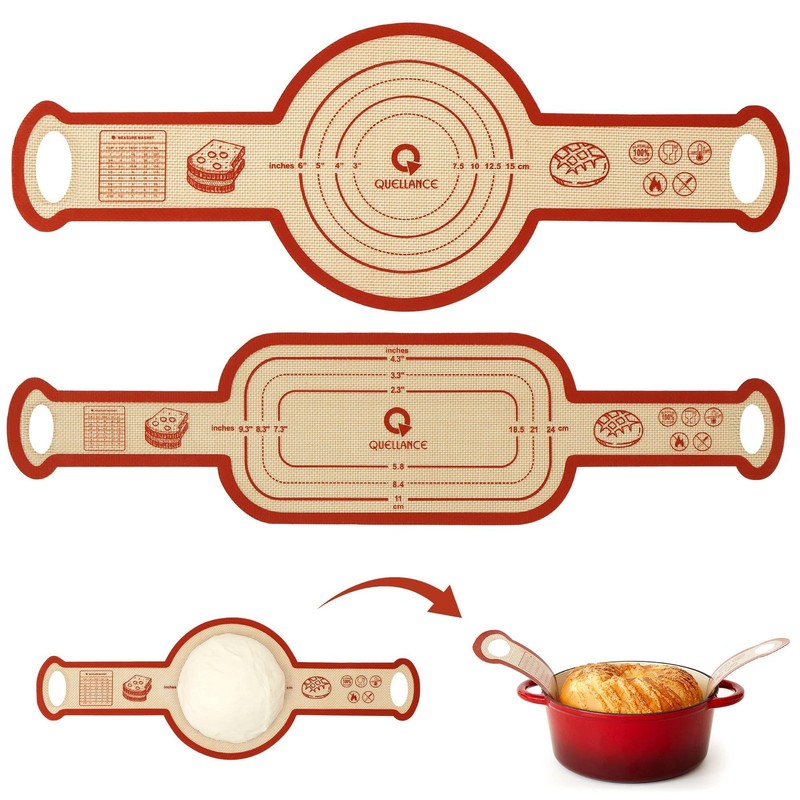 Silicone Sourdough Bread Sling Mat – 2Set Oval Round 2Pcs Oval+Round Red, Red