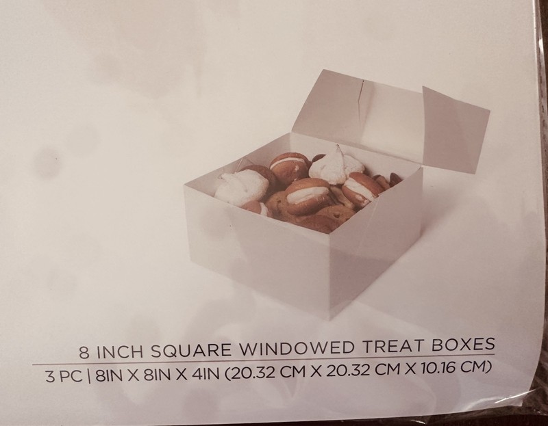 ‘Stir Everyday’ 6 Count White Windowed Treat Boxes 8″ X 8″ X 4″ Very Well Made