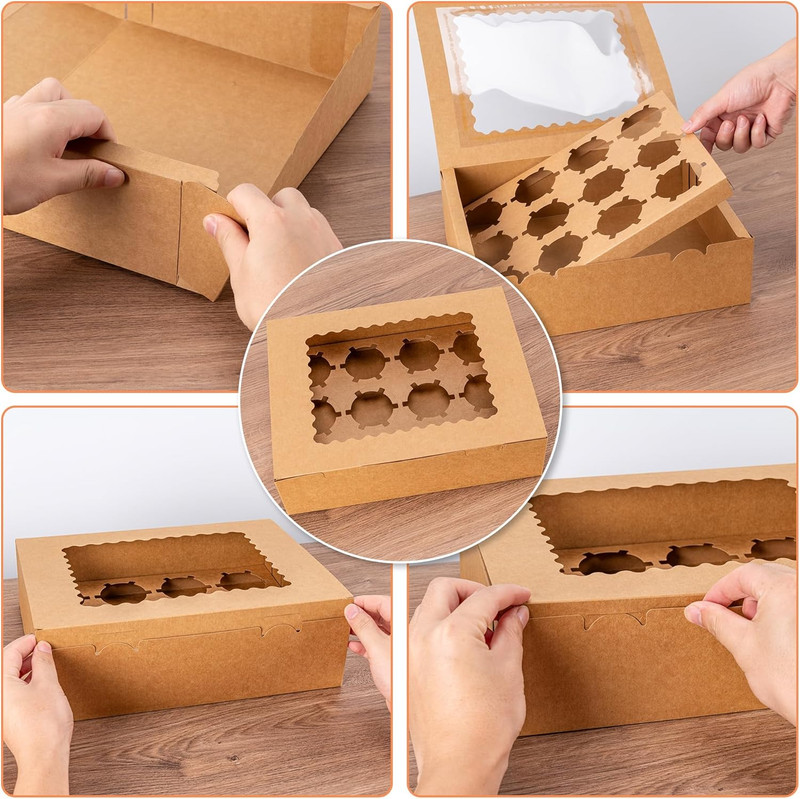 6PCS Cupcake Boxes - Hold 12 Count Cupcake Containers with Window, Food Grade Cu gallery