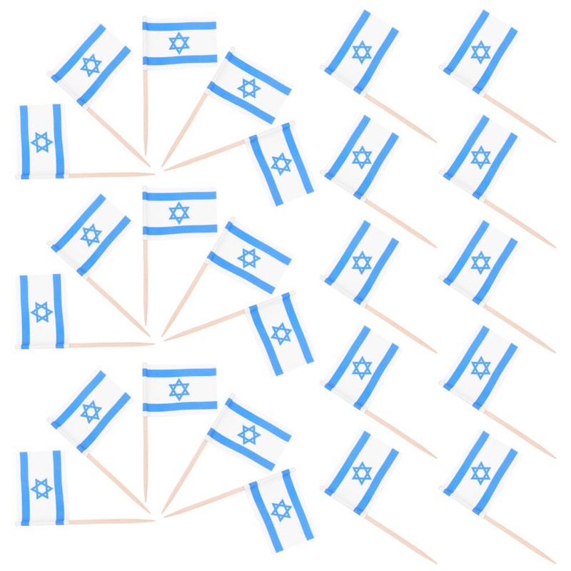 100Pcs Israelis Toothpick Flags Cupcake Topper Pizza Fruit Cakes Decor gallery