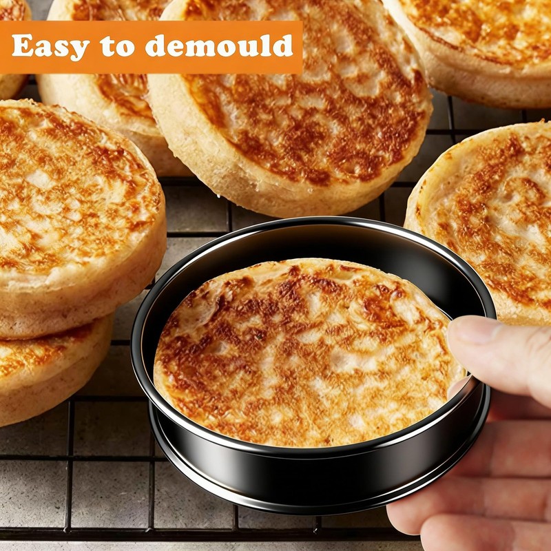 6 PCS English Muffin Rings 4 Inch Double Rolled Stainless Steel Crumpet gallery