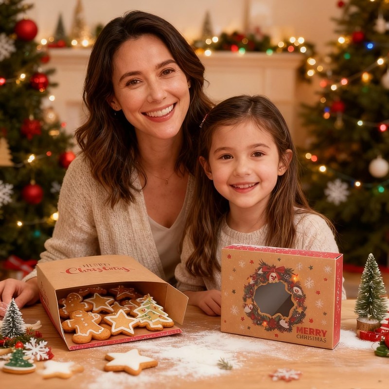 12 PCS Christmas Cookie Boxes for Gift Giving, Christmas Bakery Treat Boxes w... gallery