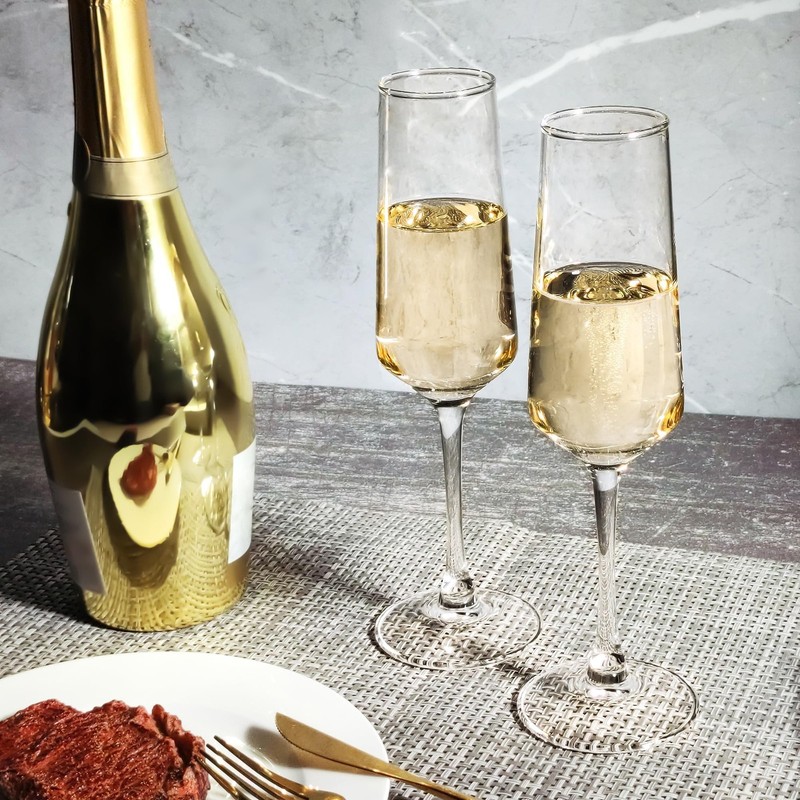 Champagne Glasses, Set of 12 Champagne Flutes with Unique Shape, Long stem Sp... gallery