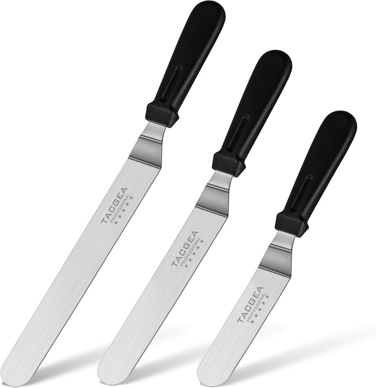 Icing Spatula, Angled Offset Cake Spatula with 6″, 8″, 10″ Stainless Steel Blade