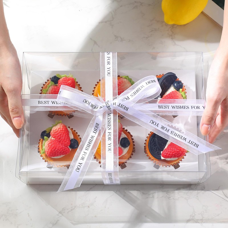 24 Pack Clear Cupcake Boxes 6 Count Plastic Clear Cupcake Containers with Gif... gallery
