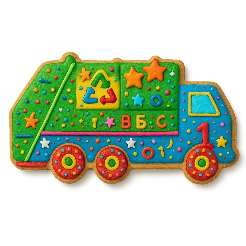 Garbage Truck Cookie Cutter & Stamp Set - 4.25 Inch (Random Color) gallery