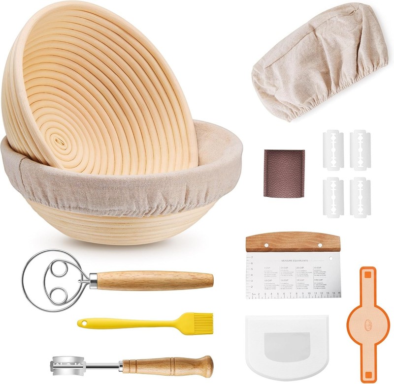 Bread Proofing Basket Set of 2, 9 Inch Round Sourdough Bread Baking