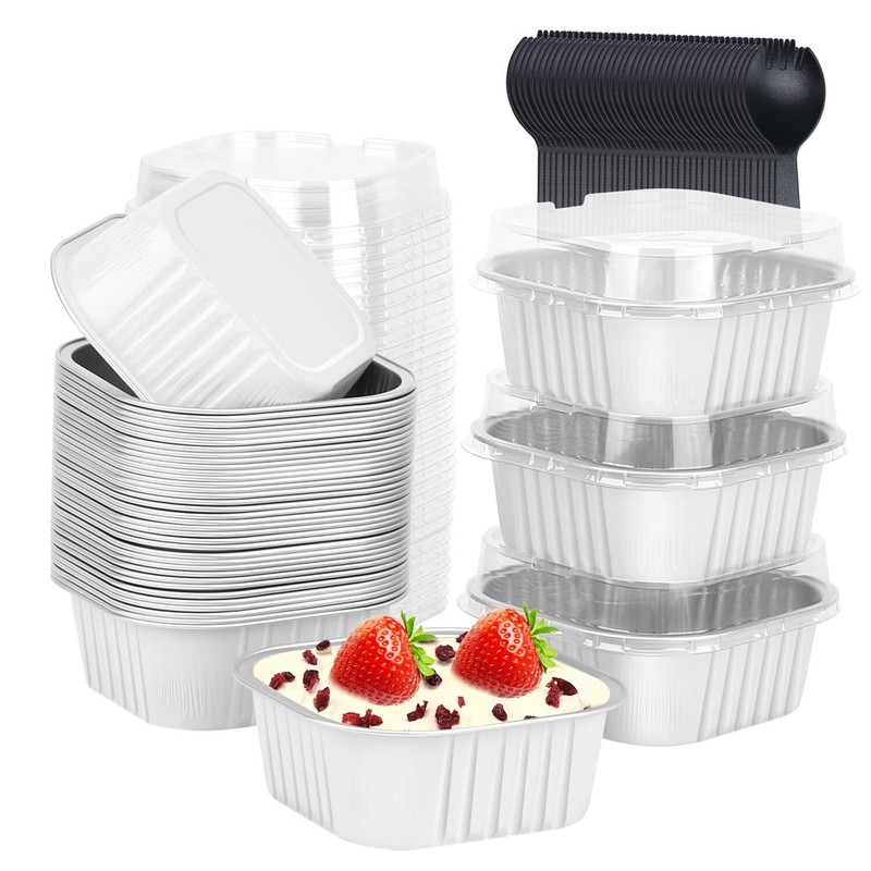 10oz Disposable Ramekins With Lids 40 Pack,LNYZQUS Aluminum Foil Jumbo Cupcak…