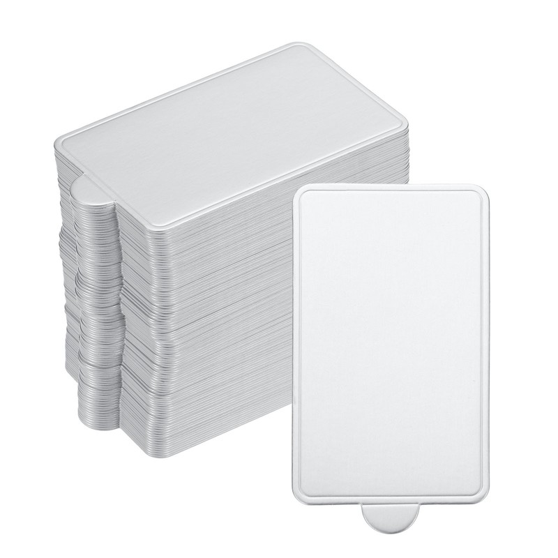 200pcs Mini Cake Boards, Mousse Cake Cardboards Rectangle Cake Base(Silver Tone)