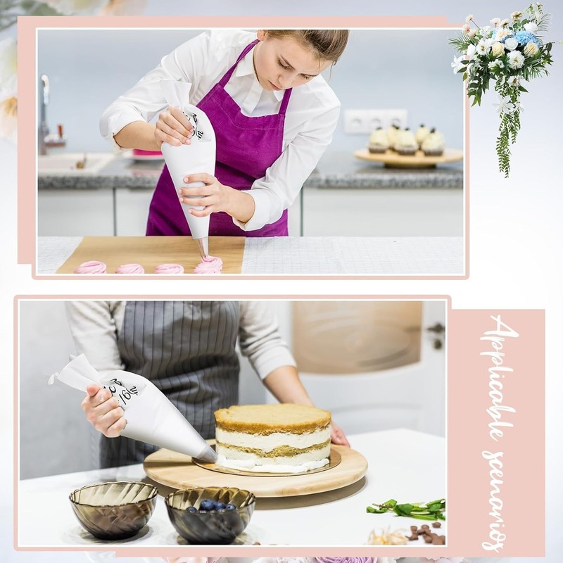 4 Pack 24 Inch Reusable Piping Pastry Bags Large Canvas Cake Decorating Bags wit gallery