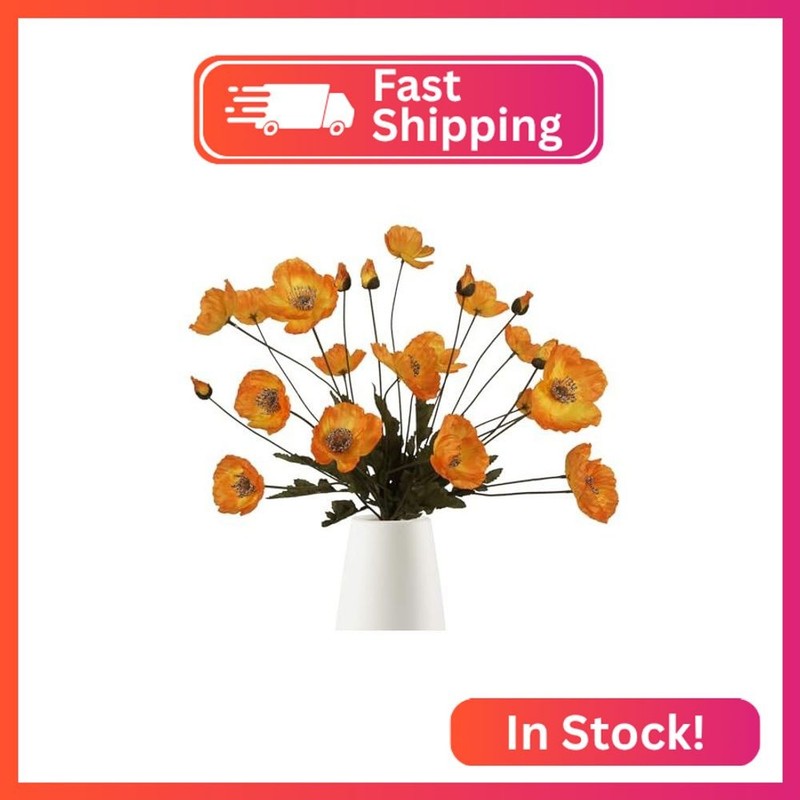 IPOPU Silk Poppies – 6pcs Realistic Orange Flowers for Wedding & Party Decoratio