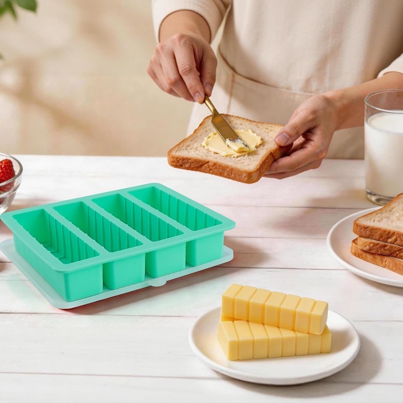 2Pack Butter Silicone Mold Tray with Lid, Non-Stick Butter Mold Tray for Home... gallery
