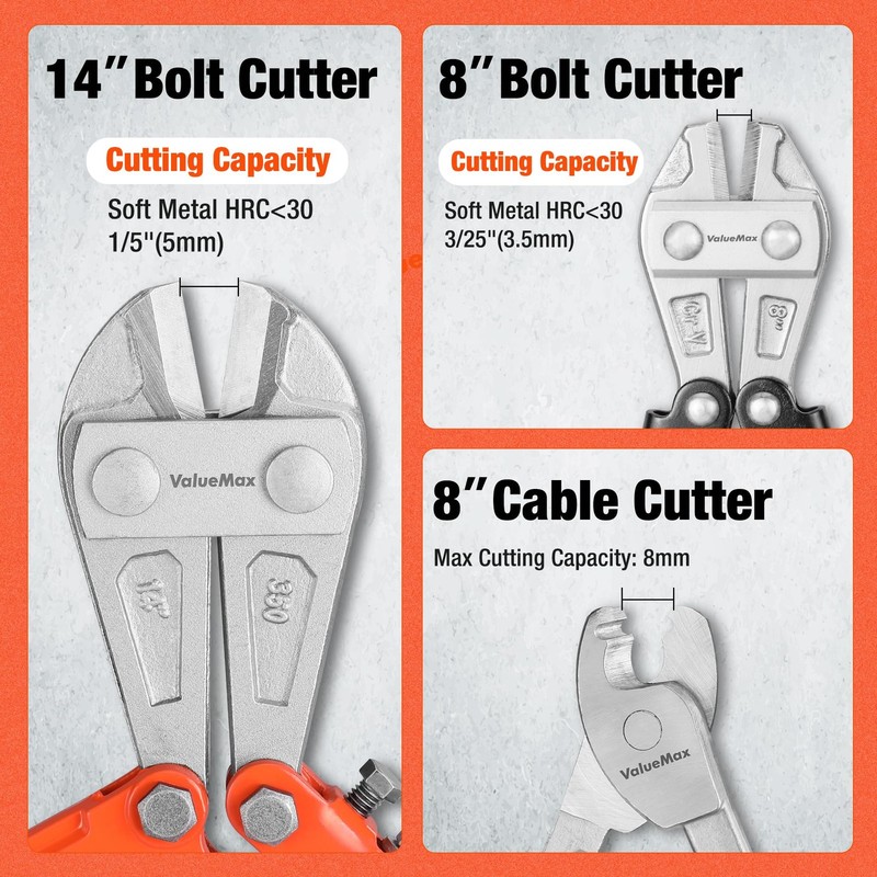 Valuemax Bolt Cutter Set 3-Piece Heavy Duty 14 And Mini 8 Cutters 8 Cable gallery