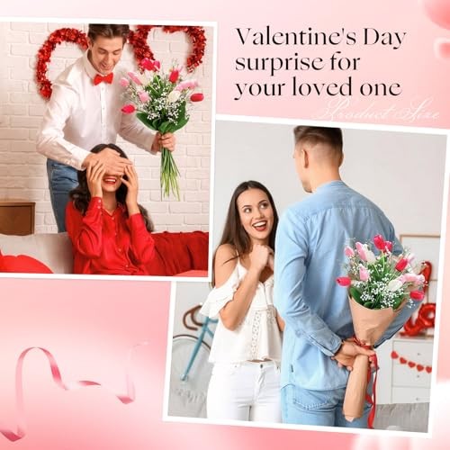 30pcs 24 Inch Valentine's Day Artificial Flowers Deep Pink, Light Pink,white gallery
