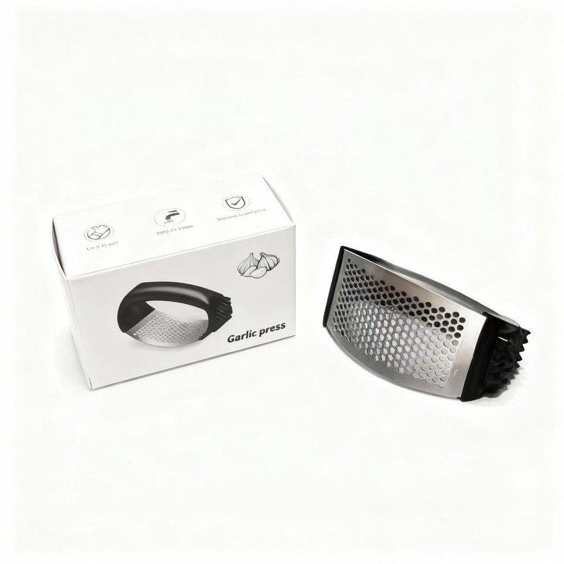 Garlic Press Equipped with Soft Ergonomic Handle, Easy to Crush Garlic, Black gallery