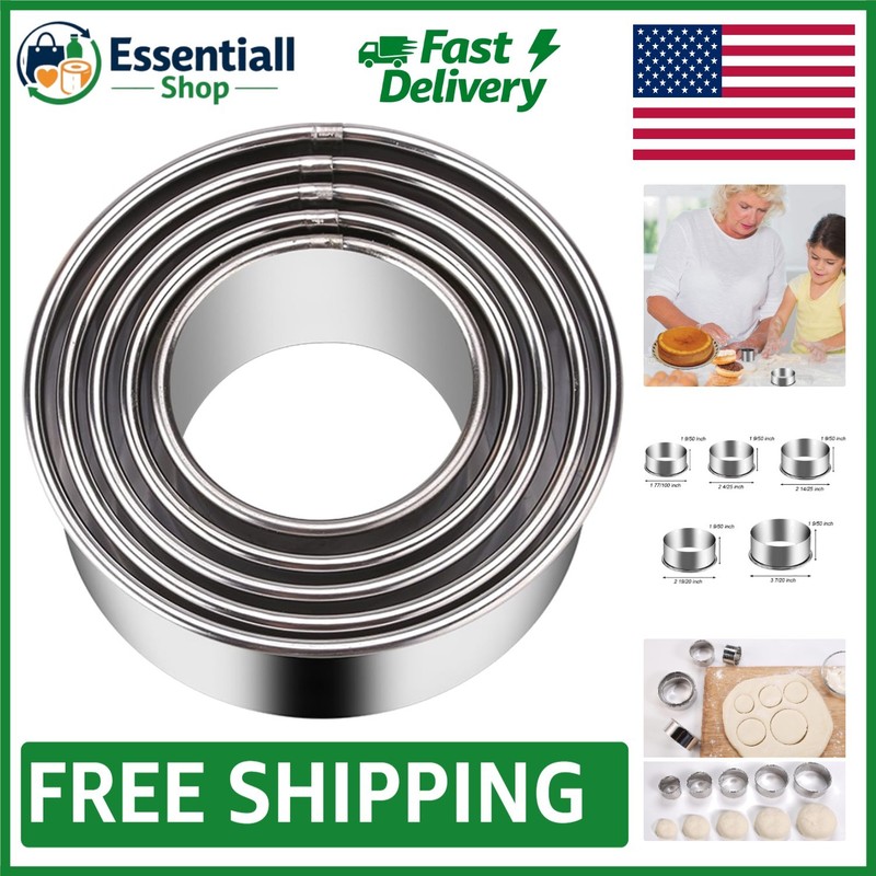 Stainless Steel Round Cookie Cutter Set – Ideal for Holidays and Celebrations