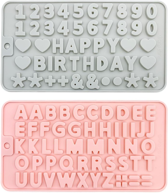 2PCS Reusable Silicone Letter & Number Molds | Non-Stick Baking Tools for Chocol