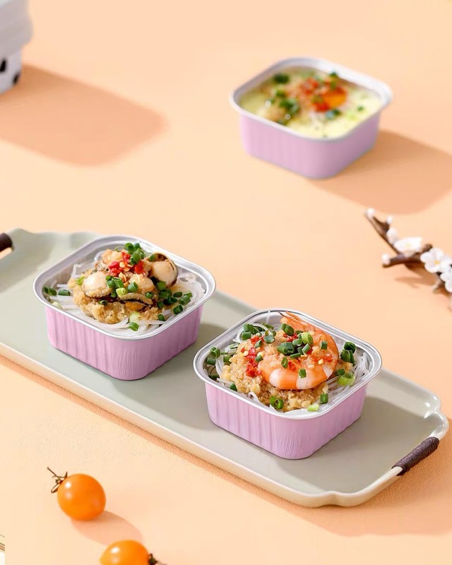 50 Pack 5oz Square Mini Cake Pans with Lids and Spoons,Aluminum Foil Baking C... gallery