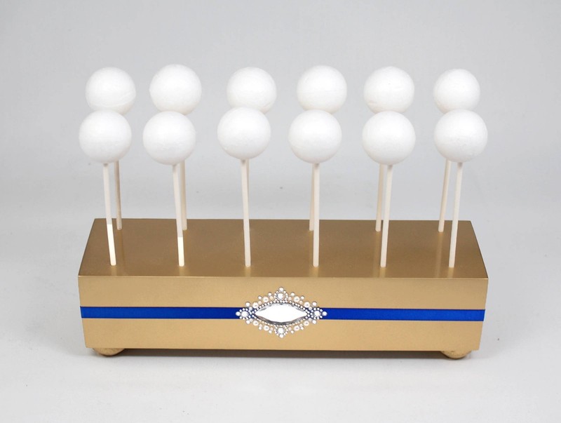 Gold Cake Pop Stand, Wedding Cake Pop Holder, Cake Pop Stand, Gold & Royal Blue,