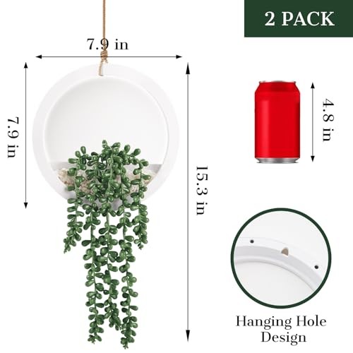 2 Pack Fake Plants Hanging Artificial Succulents Plants in Pots for White gallery