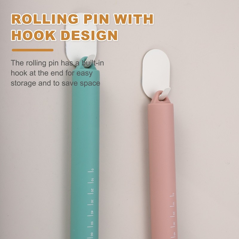 2 Pcs 10 Inch Silicone Rolling Pins Stainless Steel Core for Baking, Green gallery