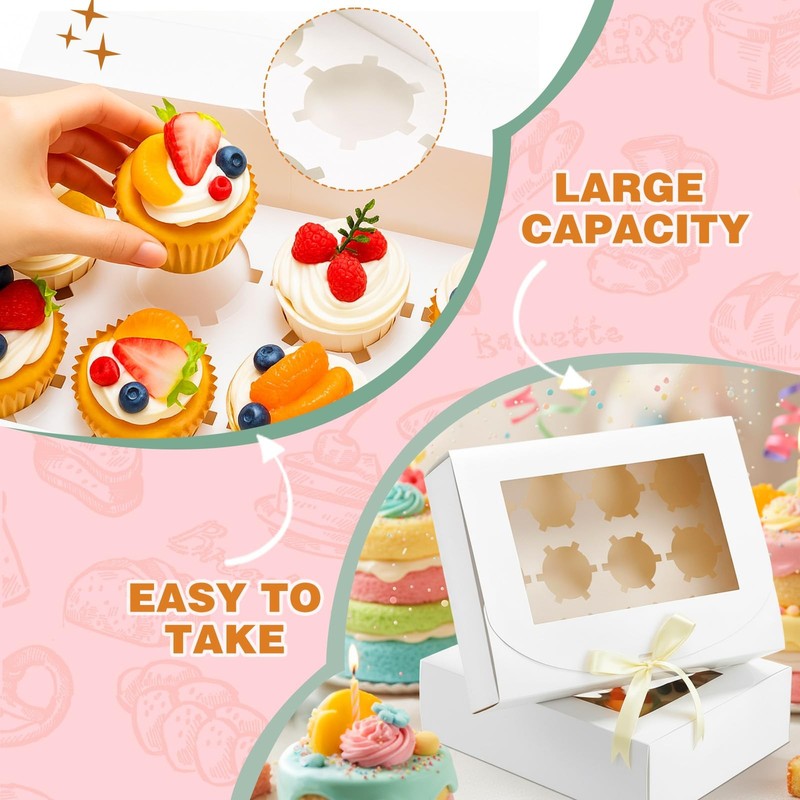 20 Pack Cupcake Boxes Hold 12 Standard Cupcakes, 12 Count Cupcakes Boxes, Foo... gallery