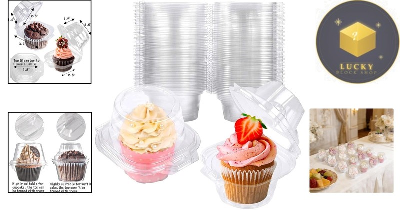 50 Pack Stackable Cupcake Containers - Clear Cupcake Boxes for Elegant Treats gallery