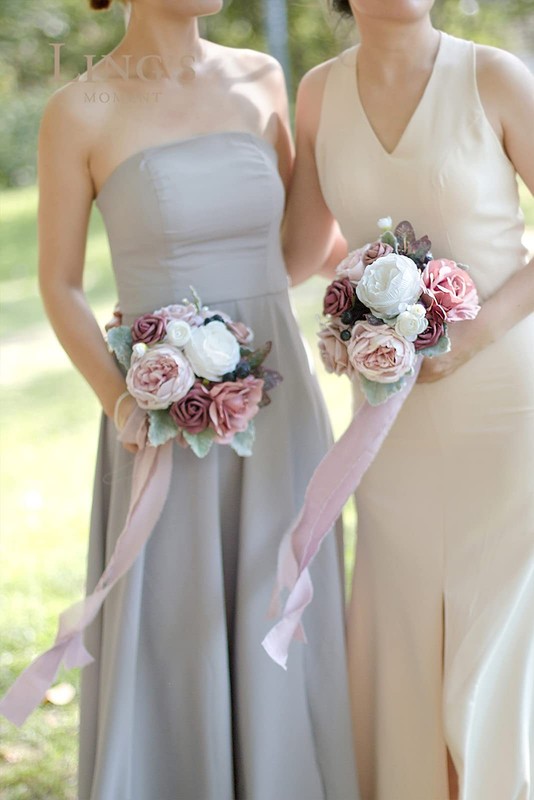 Ling'S Moment Lings Moment Artificial Bridesmaid Bouquets Set Of 4Dusty Rose gallery