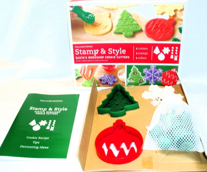 NIB WILLIAM-SONOMA STAMP IN STYLE CHRISTMAS COOKIE CUTTERS ROLLERS & STAMPS gallery