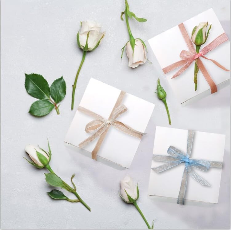 100 Pack White Paper Gift Boxes with Lids, 4 x 4 x 4 Inch Gift Wrapping white gallery