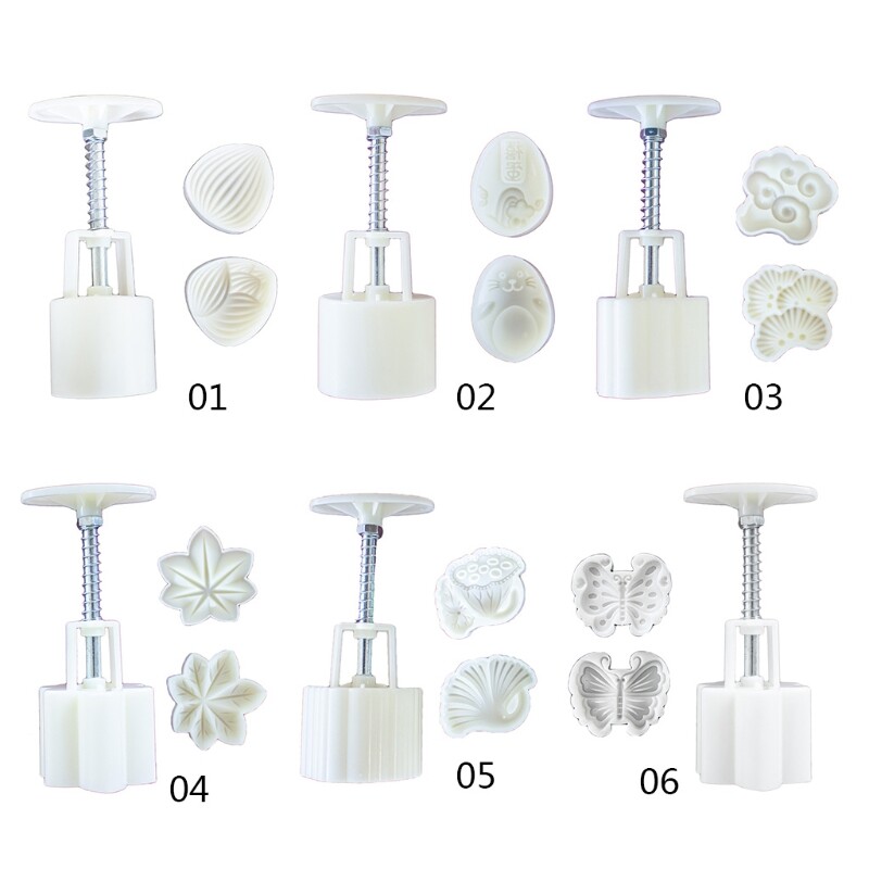 Plastic Mooncake Mold 50/65g Cookie Cutter with 2 Stamps Hand Press Bakeware gallery