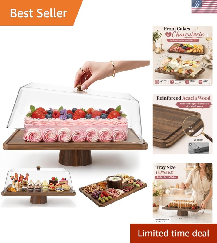Stylish 16″ Acacia Cake Stand and Charcuterie Board – Perfect for Entertaining