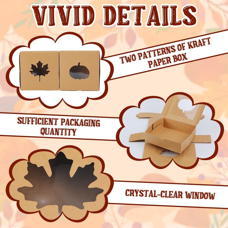 20 Pcs Thanksgiving Cardboard Bakery Cookie Boxes Autumn Fall Kraft Baking Tr... gallery