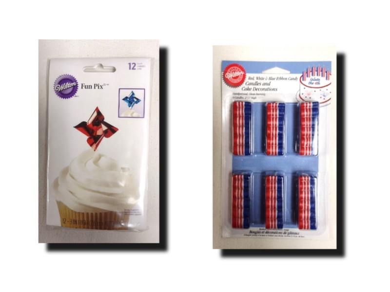 Wilton R/W/B Candles & Cupcake Picks ~ you choose ~ 2 designs