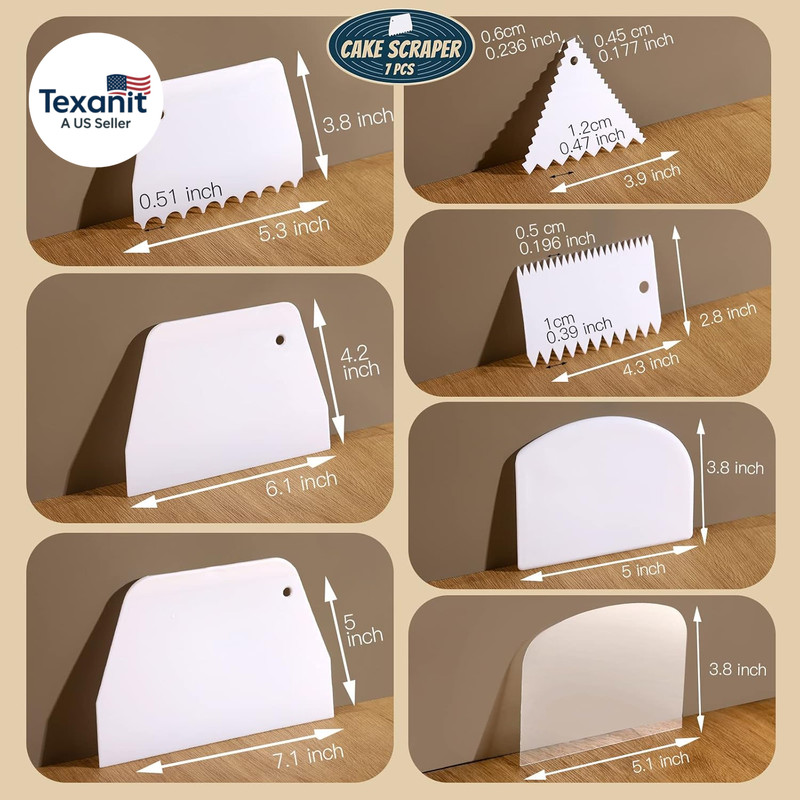 Cake Scraper Cake Smoother, 7 Pcs Dough Scraper Bowl Scraper Cake Cutter Cake Sp gallery