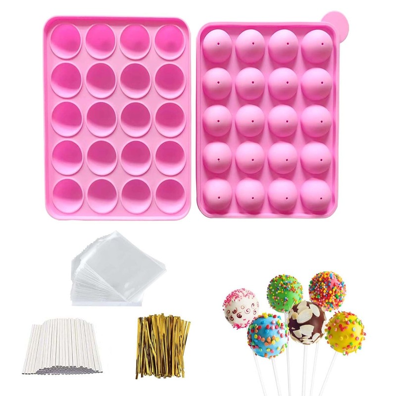 Silicone Cake Pop Molds, 20 Cavity Lollipop Molds with 100pcs Cake Pop Sticks 10