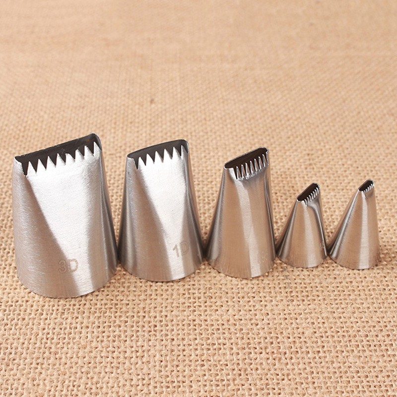 5Pcs Cream Squeeze Sauce Mouth Nozzle Stainless Steel for Baking Cake Decoration gallery