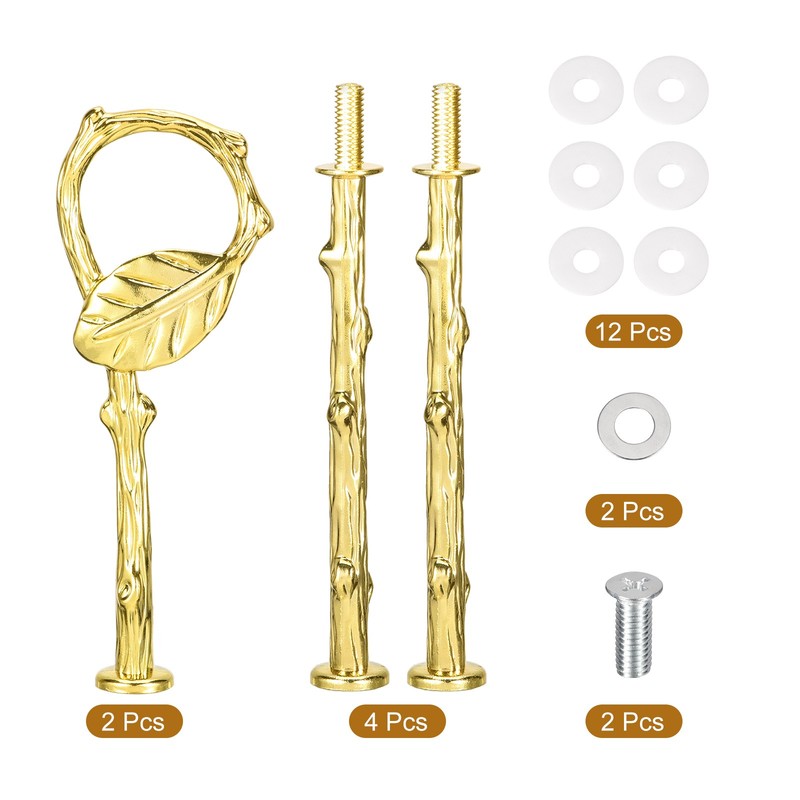 2 Set 3-Tier Cupcake Stand Hardware Fittings for Cake Stand Leaf Gold gallery