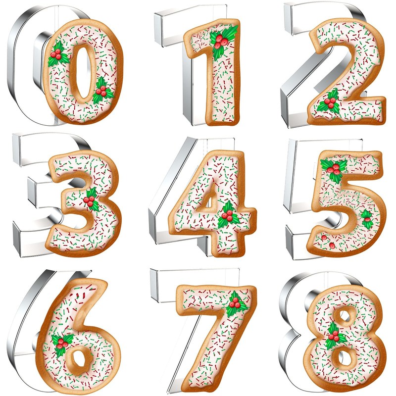 4 Inch Number Cookie Cutter Set – 9 Pcs Extra Large Cookie Cutters Shapes – S…