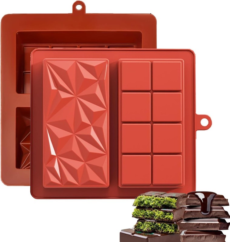 2PCS Chocolate Bar Molds 1″ Deep Large and Thick Silicone Chocolate Molds New